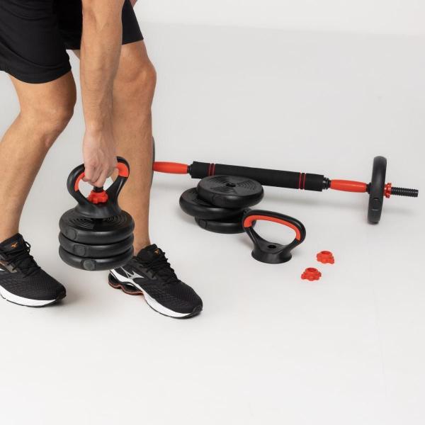 Imagem de Banco + Kit Halteres Barra Kettlebell Dumbell Pesos Até 20Kg