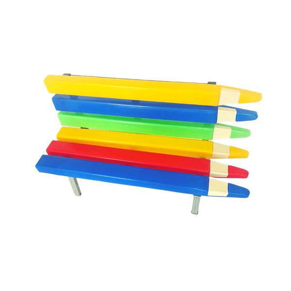 Banco Lápis Arco Íris Para Escola Creche Com Proteção Uv Banco Pequeno (36x53) - valentina brinquedos Imagem de Banco Lápis Arco Íris Para Escola Creche Com Proteção Uv Banco Pequeno (36x53)