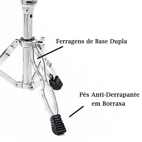 Imagem de Banco Para Bateria Premium DTRS-1118 Selim Pés Duplos Ajuste Espiral