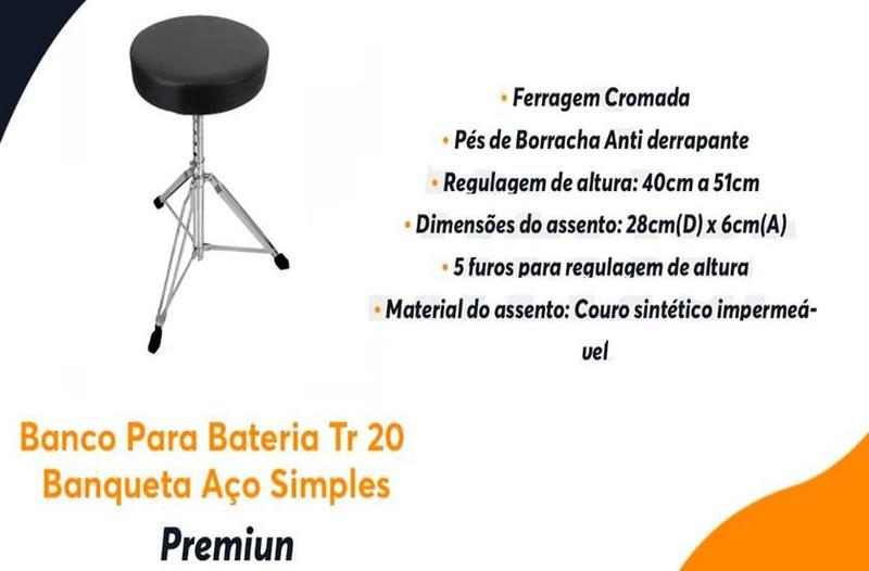 Imagem de Banco Para Bateria Premium Tr-20 Ferragem Simples Tr 20 Tr20