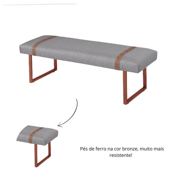 Imagem de Banco Pés Ferro Apoio Para Quarto Sala Recamier Solteiro 90cm Linho