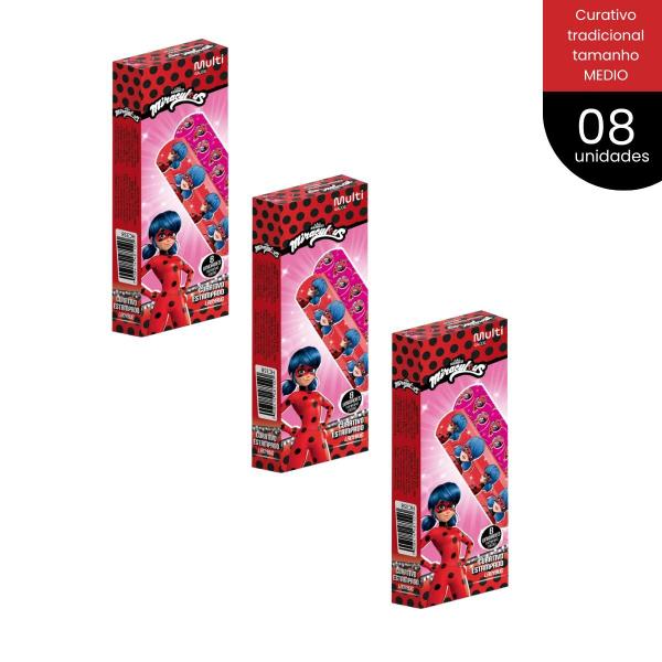 Band-aid Infantil Ladybug Multi Saúde Kit 3 Caixinhas 8un (24