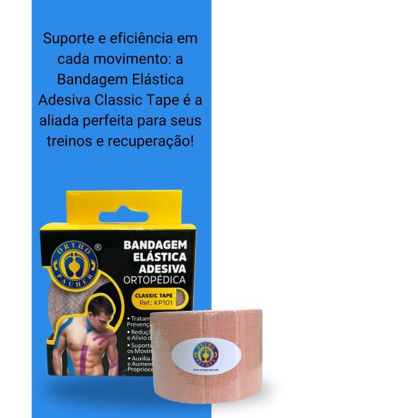 Imagem de  Bandagem Elástica Adesiva Classic Tape 5cm x 5m Bege KP101 Ortho Pauher