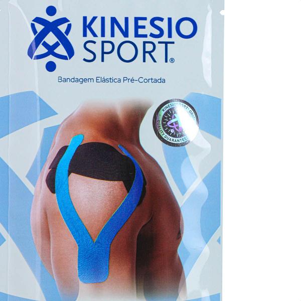 Imagem de Bandagem Elastica Adesiva KinesioSport Pré-Cortada Ombro 25cm e 15cm Preto - Unissex