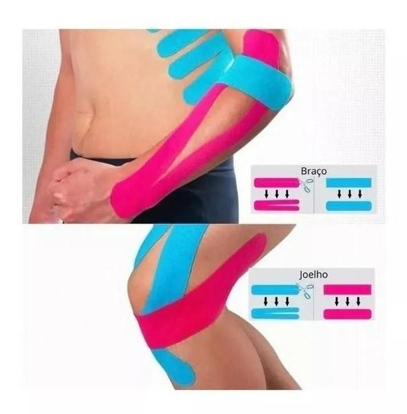 Imagem de Bandagem Elástica Funcional Fita Kinesio Tape Adesiva Dor 5m