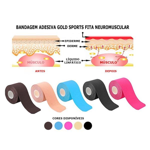 Bandagem Elástica Gold Sports Adesiva Neuromuscular Imagem de Bandagem Elástica Gold Sports Adesiva Neuromuscular