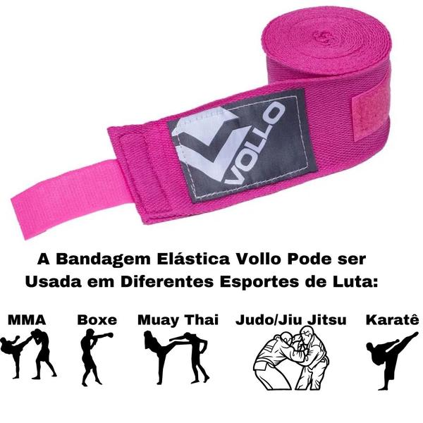 Bandagem Elástica Treino Boxe/Muay Thai Luta Várias Cores Vollo Imagem de Bandagem Elástica Treino Boxe/Muay Thai Luta Várias Cores Vollo