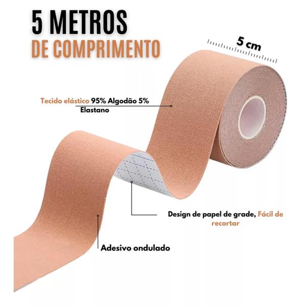 Imagem de Bandagem Fita Muscular Adesiva Kinesiology Tape Cor Bege