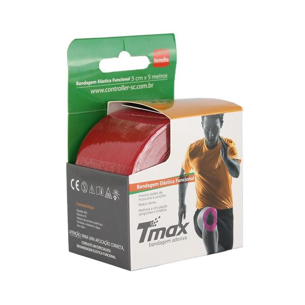 Imagem de Bandagem Funcional Elástica Fita Adesiva de Kinesio 5CM X 5M Vermelho - TMAX