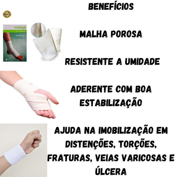 Bandagem Imobilizar Torção Pé E Pulso - 10cm X 4,5m - Branca - VITALTAPE Imagem de Bandagem Imobilizar Torção Pé E Pulso - 10cm X 4,5m - Branca