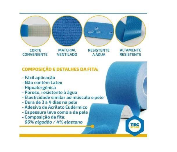 Bandagem Kinesio Tape Kit Com 3 Bandagens Elasticas 5Cm X 5M - Sportstape Imagem de Bandagem Kinesio Tape Kit Com 3 Bandagens Elasticas 5Cm X 5M