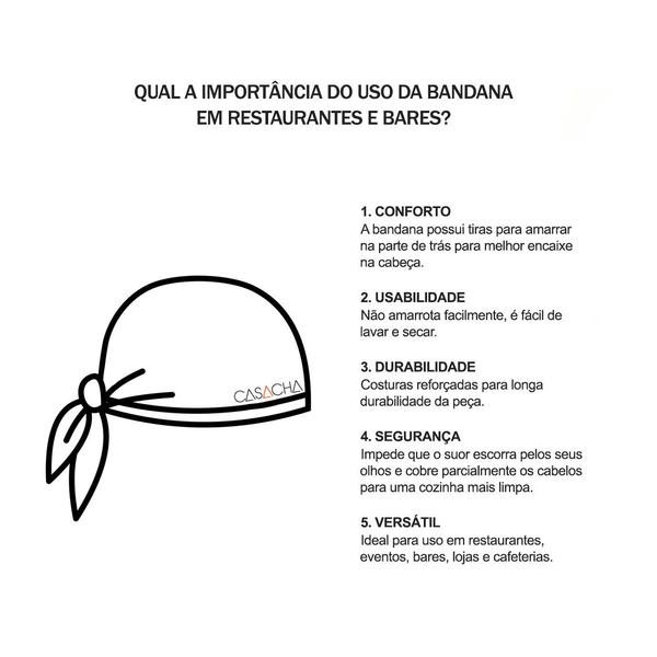 Imagem de Bandana Caramelo Couro Preto Touca Cozinha Bar Restaurante Unissex 10un