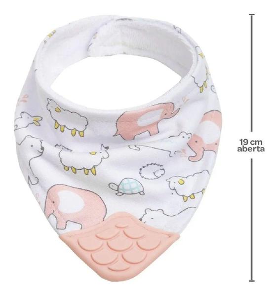 Imagem de Bandana Infantil Com Mordedor Animais Rosa 15285 - Buba