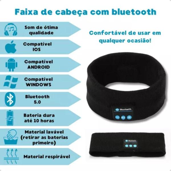 Imagem de Bandana Preta com Fone de Ouvido Musical Embutido