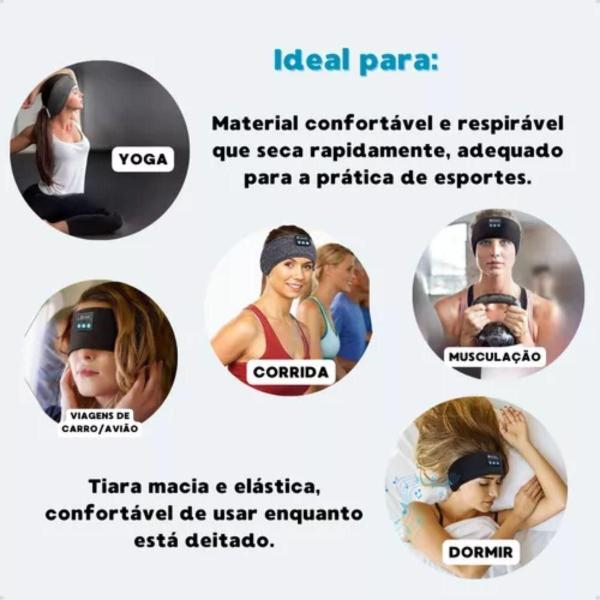 Imagem de Bandana Preta Com Fone De Ouvido Sem Fio Para Exercícios