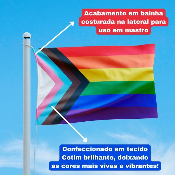 Imagem de Bandeira Avulsa Orgulho LGBT Cores em Cetim Brilhante - Tamanho Pequeno 55cm x 35cm