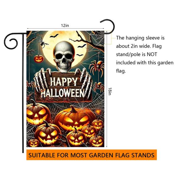 Imagem de Bandeira de jardim abzdfty Halloween Pumpkin Skeleton 30x45cm