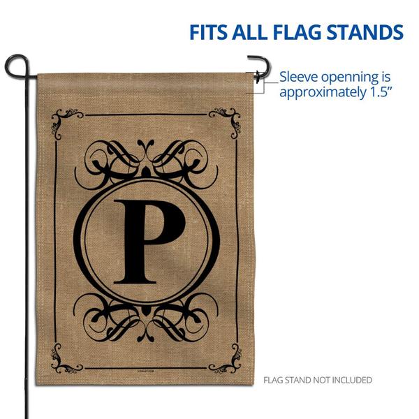 Imagem de Bandeira de jardim Anley Classic Monogram Letter P 45x32cm Poliéster