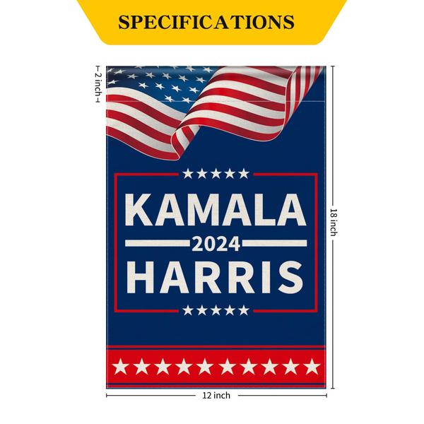 Imagem de Bandeira de jardim Aymolas Kamala Harris 2024 Impermeável 30x45cm