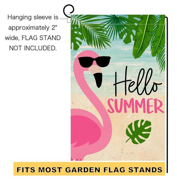 Imagem de Bandeira de jardim BLKWHT Summer Flamingo 30x45cm de dupla face