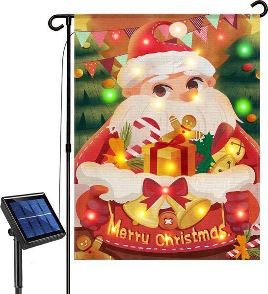 Imagem de Bandeira de jardim de Natal Candieslife Lighted Papai Noel 12x18