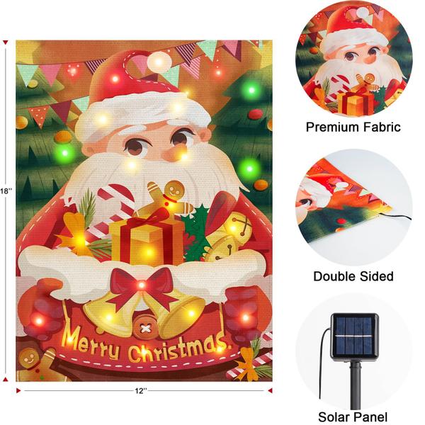 Imagem de Bandeira de jardim de Natal Candieslife Lighted Papai Noel 12x18