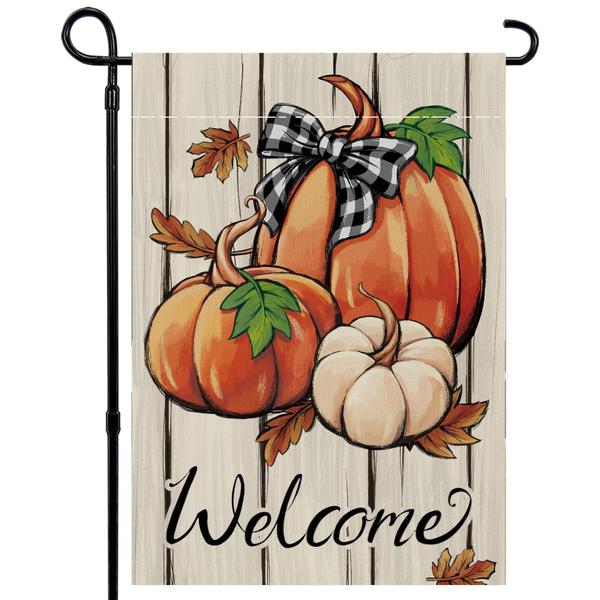 Imagem de Bandeira de jardim FAXLEVY Fall Pumpkin de dupla face 30x45cm