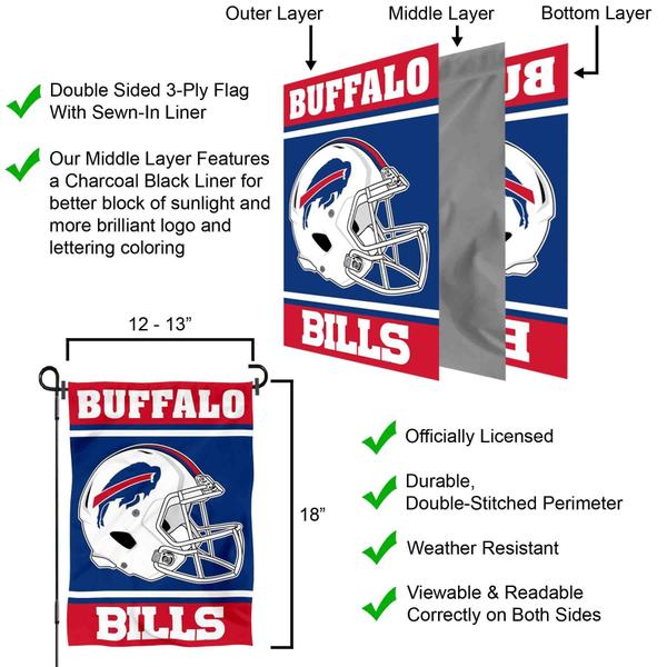 Imagem de Bandeira de jardim WinCraft Buffalo Bills Capacete 32cm x 46cm