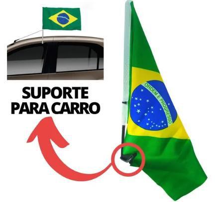 Imagem de Bandeira do Brasil c/ Hastes para Carro Tecido copo do Mundo