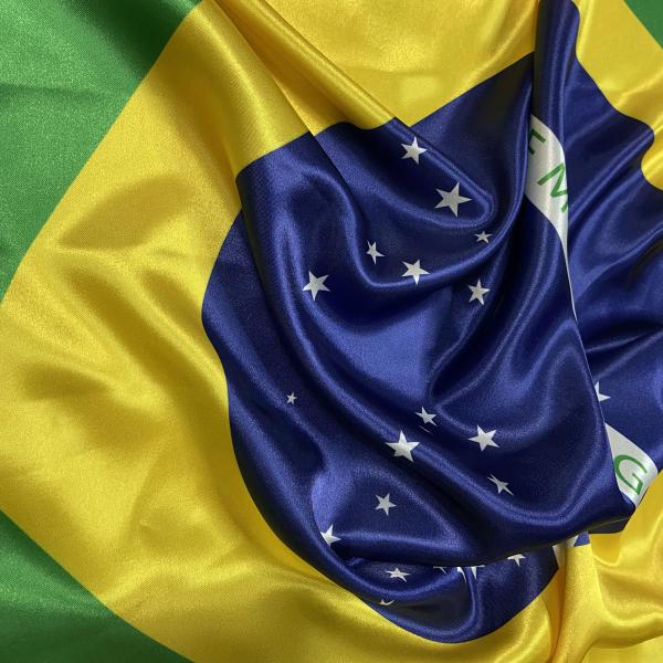 Imagem de Bandeira do Brasil Oficial Seleção Copa do Mundo em Cetim Brilhante - Tamanho Pequeno 55cm x 35cm