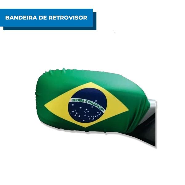 Imagem de Bandeira Do Brasil Para Retrovisor Carro - Par Torcida Seleção Brasileira Torcedor Verde e Amarelo Futebol