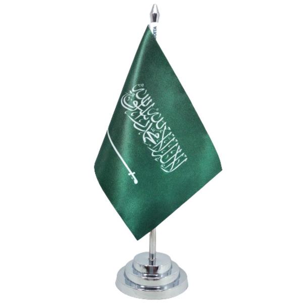 Imagem de Bandeira Mesa Dupla Face Arábia Saudita 29 Cm Alt (mastro)