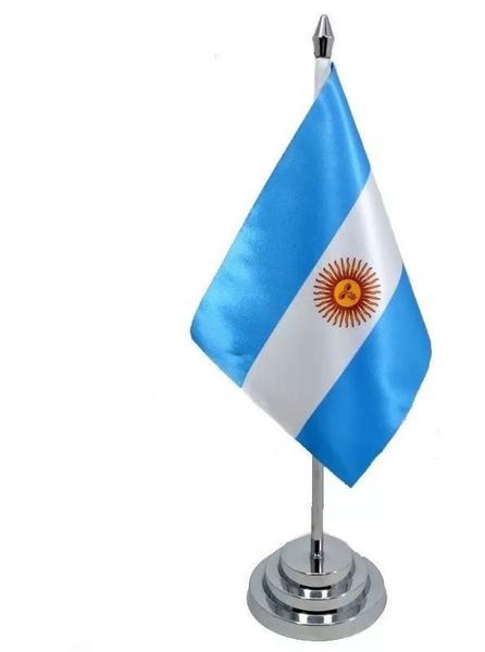 Imagem de Bandeira Mesa Dupla Face Argentina Mastro 29 Cm (20X14Cm)