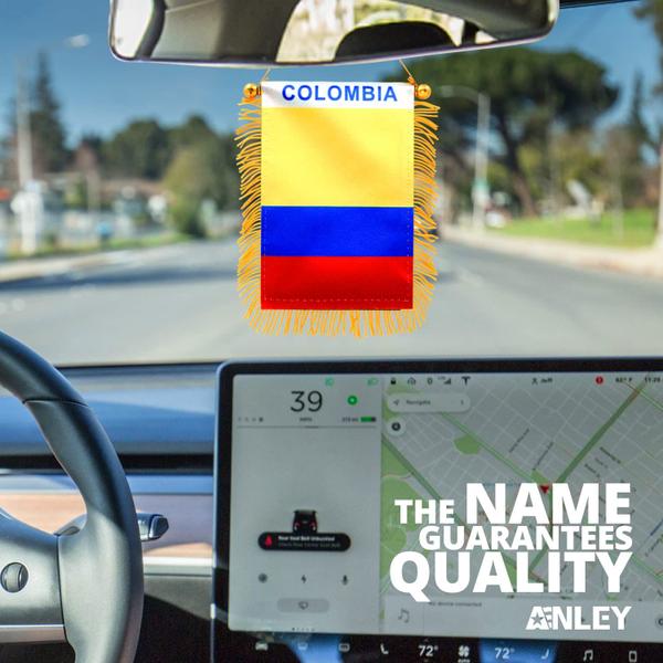 Imagem de Bandeira suspensa Anley Colombia 10 x 15 cm com franjas de dupla face