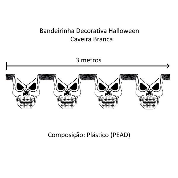 Imagem de Bandeirinha Caveira Enfeite Decoração Festa dia Bruxas 15Mts