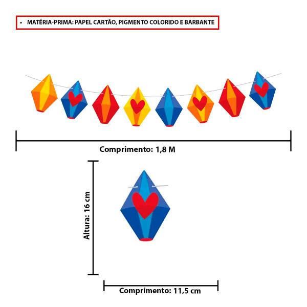 Imagem de Bandeirinhas e Balões de Festa Junina Decoração São João pra Pendurar 1,8 metros