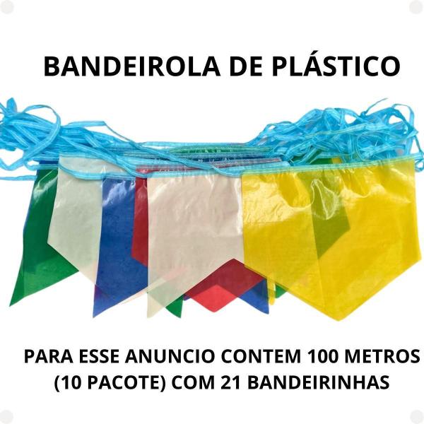 Imagem de Bandeirinhas Plástica 100 Metros Decoração Arraial Varal