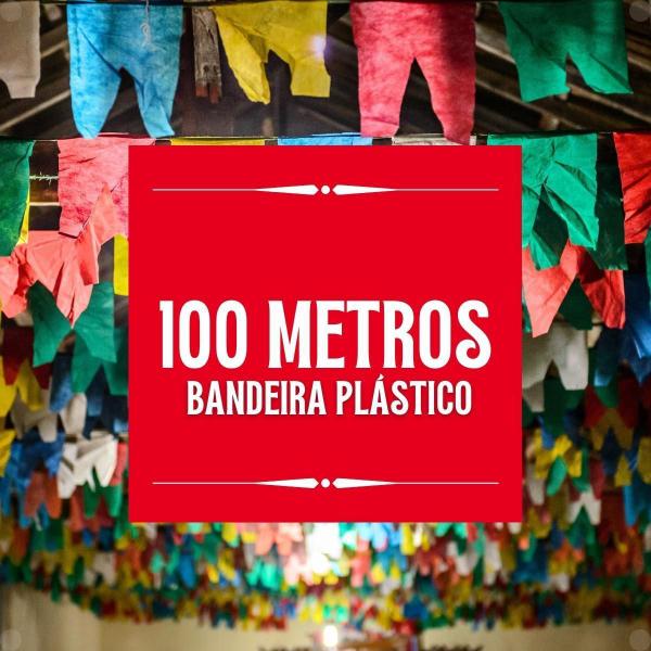 Imagem de Bandeirinhas Plástica 100 Metros Decoração Arraial Varal