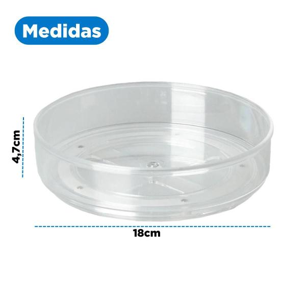 Imagem de  Bandeja Acrílica Giratória Transparente 18cm Porta Condimentos Temperos Cosméticos Organizador