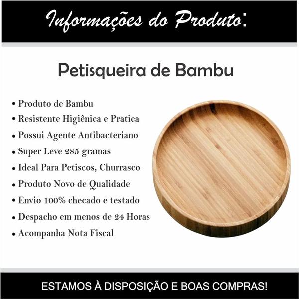 Imagem de Bandeja Bambu Redonda Cozinha Petisqueiras Tábua Petiscos