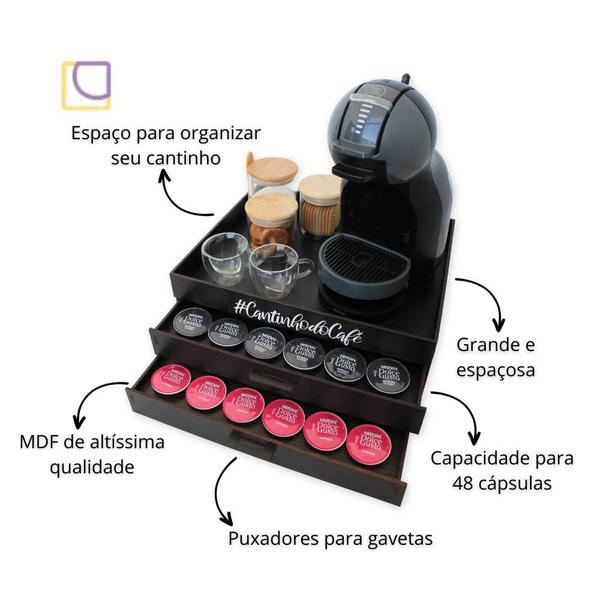 Imagem de Bandeja com 2 Gavetas Porta Cápsulas Café Organizador Luxo Dolce Gusto