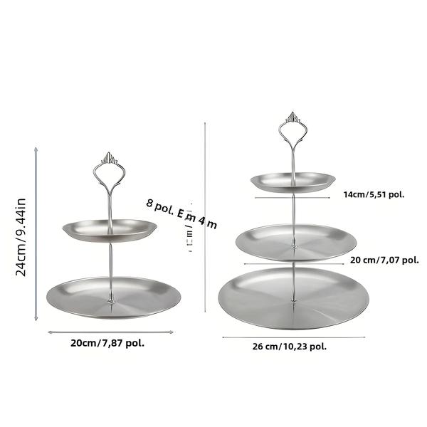 Bandeja de Bolo de Aço Inoxidável 3 Andares - Suporte para Sobremesa e Festa Imagem de Bandeja de Bolo de Aço Inoxidável 3 Andares - Suporte para Sobremesa e Festa