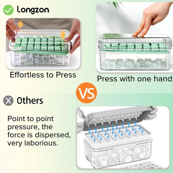 Imagem de Bandeja de cubos de gelo longzon Mini com tampa e compartimento, 60 unidades para freezer