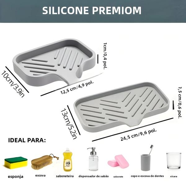 Imagem de Bandeja De Pia De Cozinha De Silicone, Prato De Esponja, Saboneteira, Escovas De Purificador