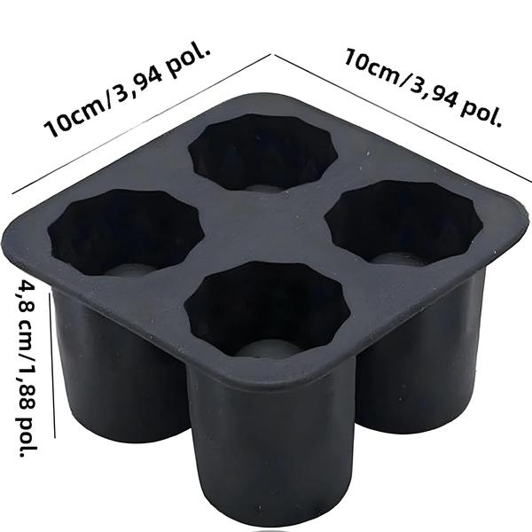 Imagem de Bandeja de Silicone para Molde de Gelo - 4 Cubos para Whisky, Cerveja e Coquetéis