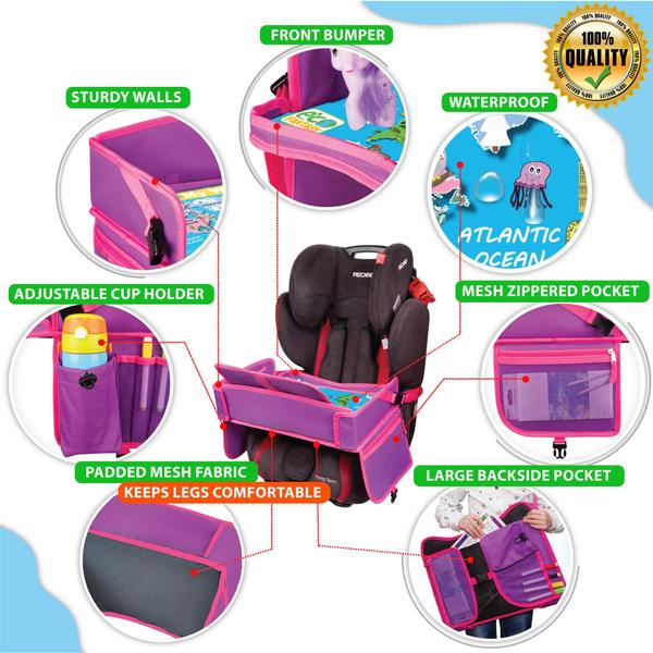 Imagem de Bandeja de viagem ECOFANTASY Kids Waterproof Car Seat rosa