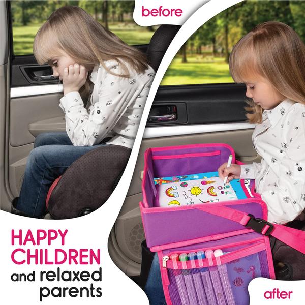 Imagem de Bandeja de viagem ECOFANTASY Kids Waterproof Car Seat rosa