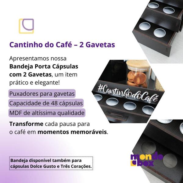 Imagem de Bandeja Decorativa Café Nespresso Porta Cápsulas 2 Gavetas 