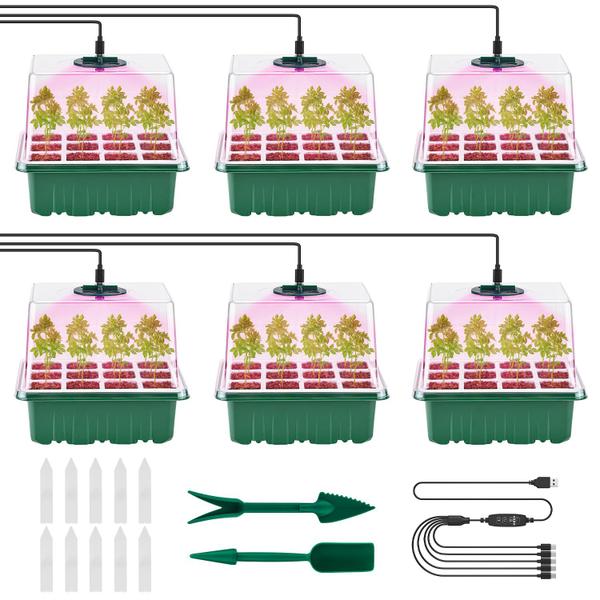 Imagem de Bandeja inicial de sementes Pattiumo com Grow Lights, 72 células, pacote com 6