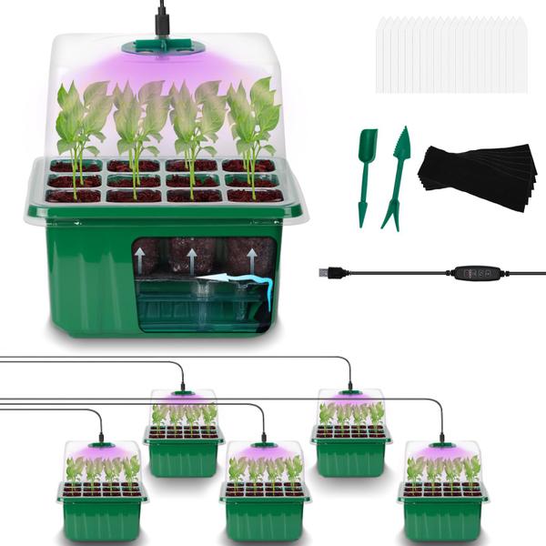 Imagem de Bandeja inicial de sementes ZHOLAH Self-Watering com Grow Light, pacote com 6